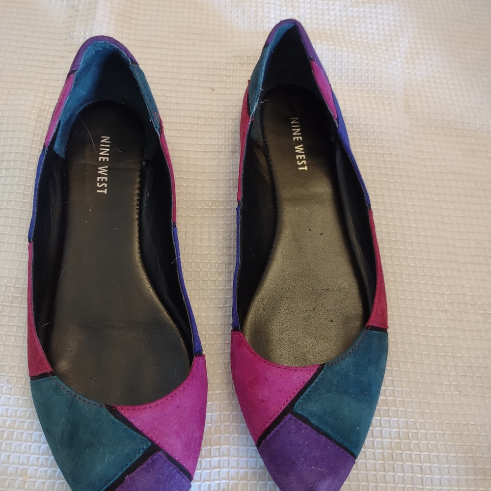 Nine West Multi color flats fuchsia, teal, purple, blue